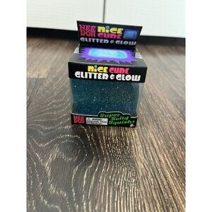 NeeDoh Nice Cube Glitter and Glow BLUE Schylling Squishy Stress Toy AUTHENTIC